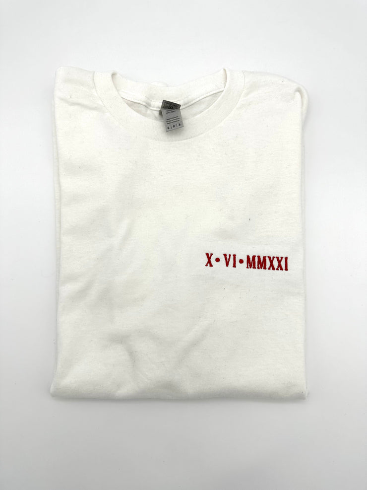 Embroidered Roman Numeral Date T-Shirts